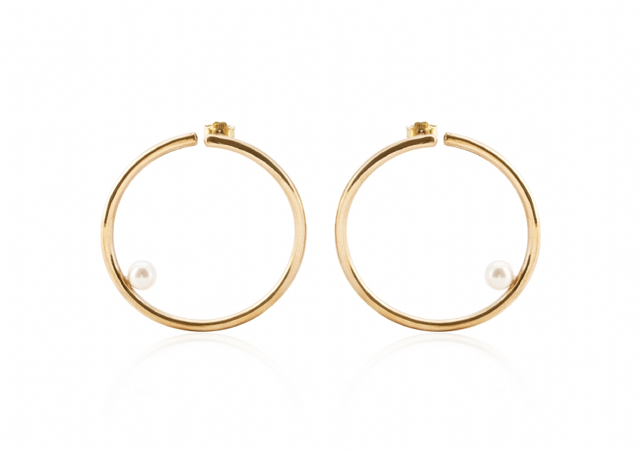 Hula Hoop Pearl earring - Small