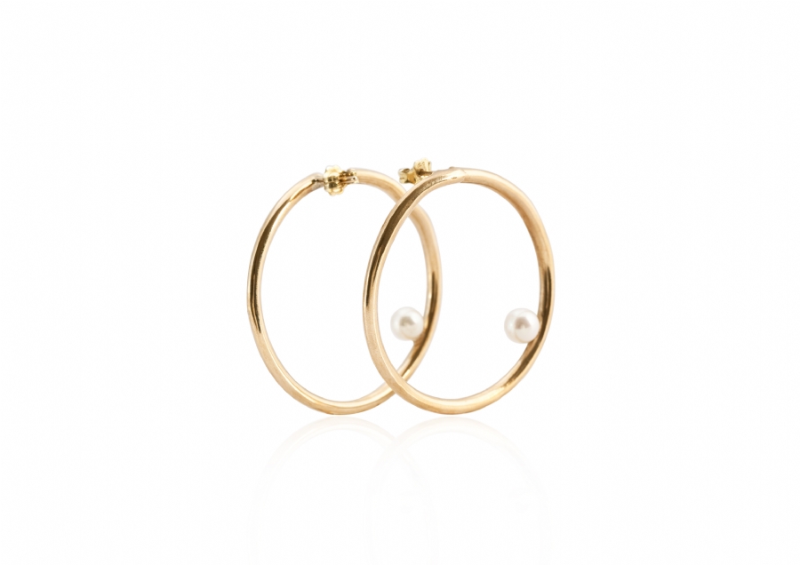 Hula Hoop Pearl earring - Small